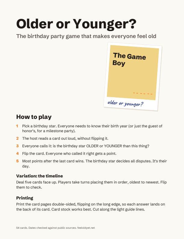 Older or Younger? rules page