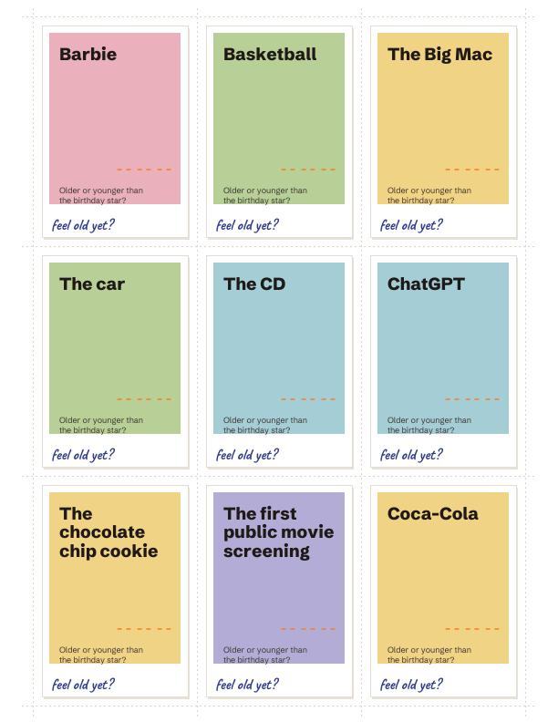 Card fronts: Barbie, basketball, the Big Mac and more